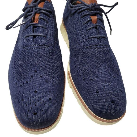 Cole Haan Men Zerogrand Stitchlite Knit Wingtip Oxford Shoe C24947 10 M Blue NEW - Picture 2 of 15